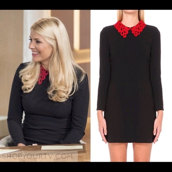 Sandro black red collar cocktail mini dress 1 - Picture 1 of 7